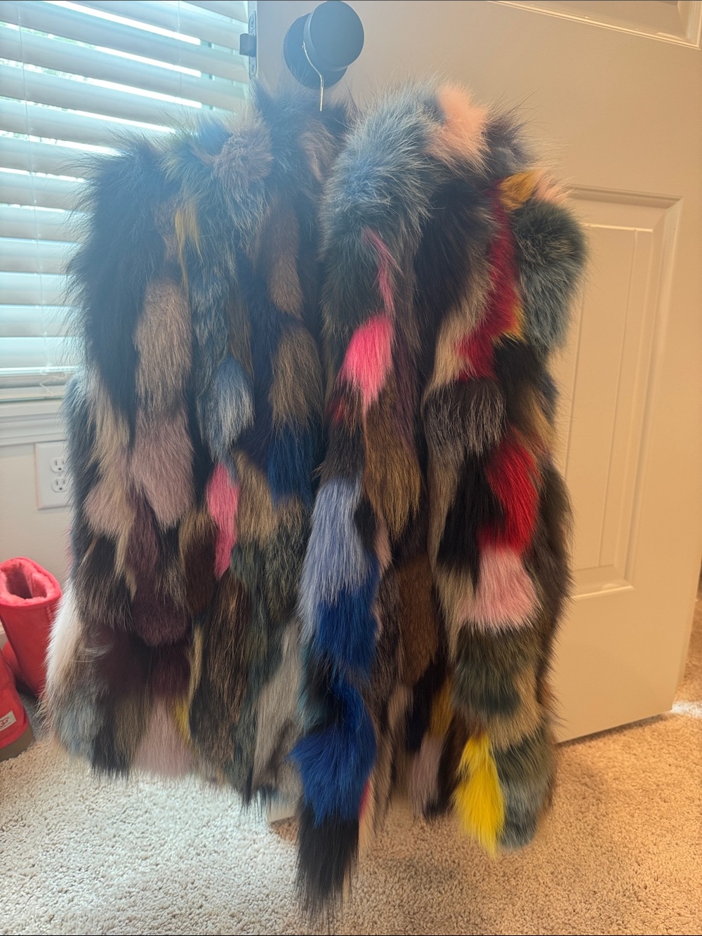 NWT WOLFIE Multicolor REAL FOX Fur Coat